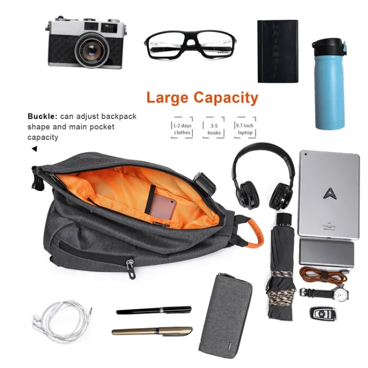 Multifunction Fashion Men Crossbody Bags Chest Pack  Messengers Bag Waterproof Shoulder Bag with USB Charging Port(Black-L)