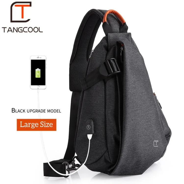 Multifunction Fashion Men Crossbody Bags Chest Pack  Messengers Bag Waterproof Shoulder Bag with USB Charging Port(Black-L)