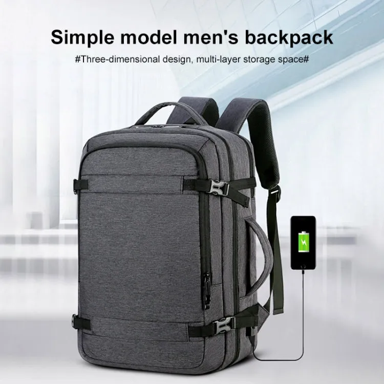 OUMANTU 1907 Large Capacity Men Laptop Backpack Business Travel Shoulders Bag with External USB Charging Port(Grey)