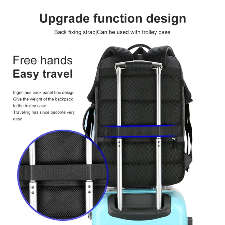 OUMANTU 1907 Large Capacity Men Laptop Backpack Business Travel Shoulders Bag with External USB Charging Port(Grey)