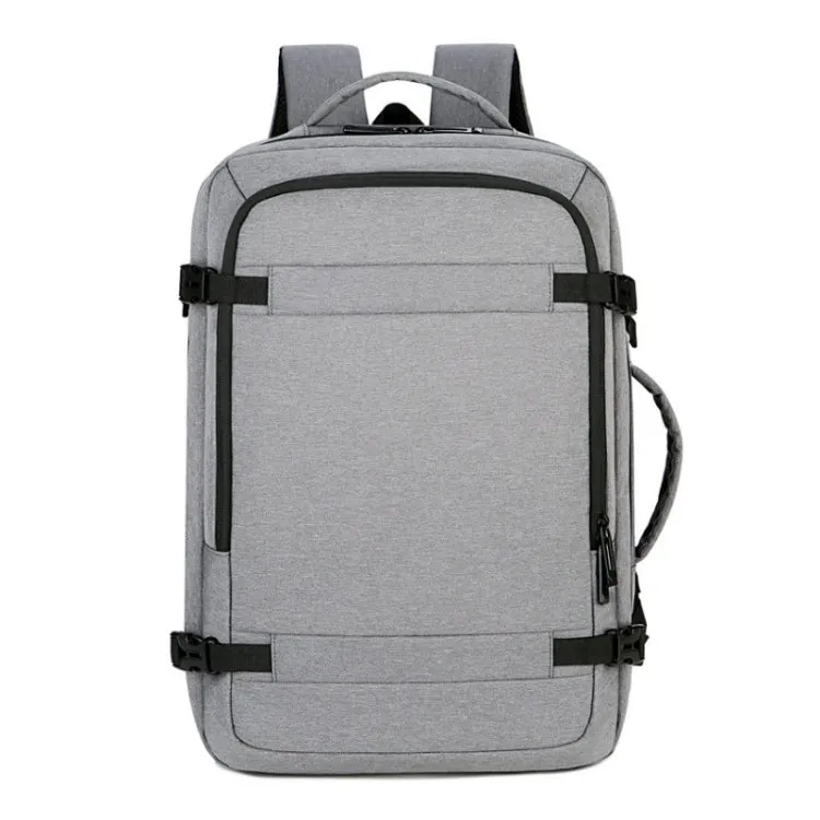 OUMANTU 1907 Large Capacity Men Laptop Backpack Business Travel Shoulders Bag with External USB Charging Port(Grey)