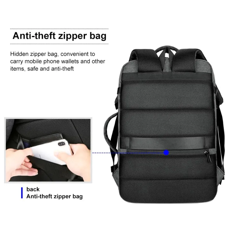OUMANTU 1907 Large Capacity Men Laptop Backpack Business Travel Shoulders Bag with External USB Charging Port(Grey)