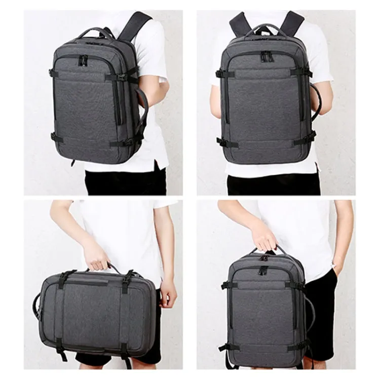 OUMANTU 1907 Large Capacity Men Laptop Backpack Business Travel Shoulders Bag with External USB Charging Port(Grey)