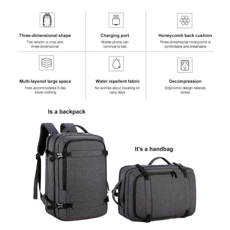 OUMANTU 1907 Large Capacity Men Laptop Backpack Business Travel Shoulders Bag with External USB Charging Port(Grey)