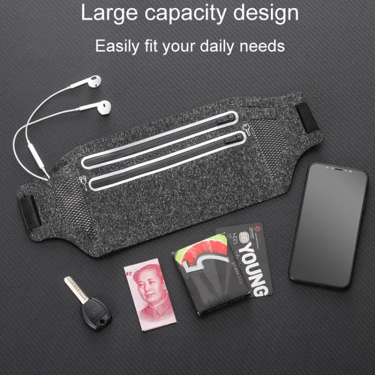 Outdoor Running Cell Phone Waist Pack Men And Women Waterproof Sports Gear, Style: Single Zipper Hemp Gray