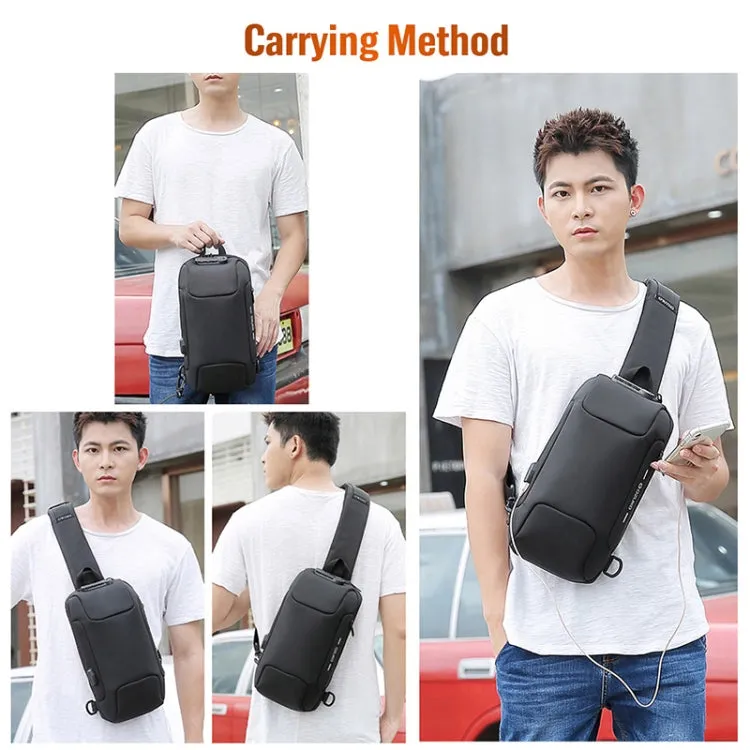 OZUKO 9223 Anti-theft Men Chest Bag Waterproof Crossbody Bag with External USB Charging Port, Style:Standard Size(Black)