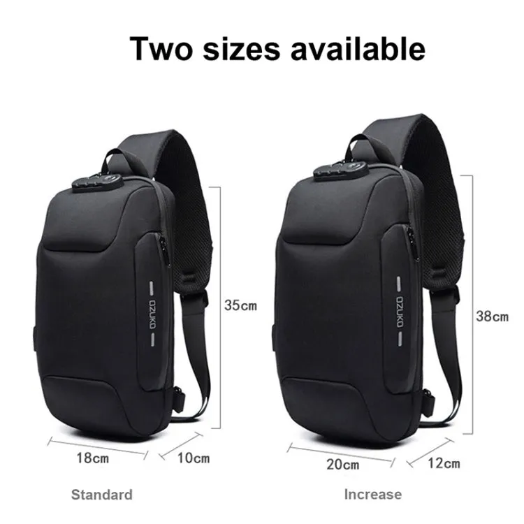 OZUKO 9223 Anti-theft Men Chest Bag Waterproof Crossbody Bag with External USB Charging Port, Style:Standard Size(Black)