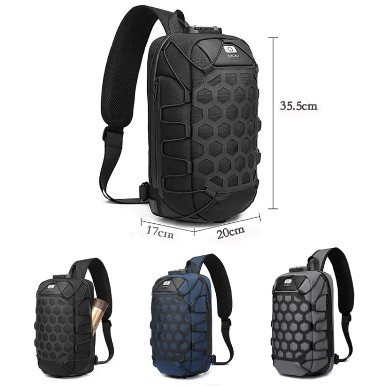 Ozuko 9357 Men Waterproof Oxford Cloth Anti-Theft Shoulder Messenger Bag with External USB Charging Port(Black)