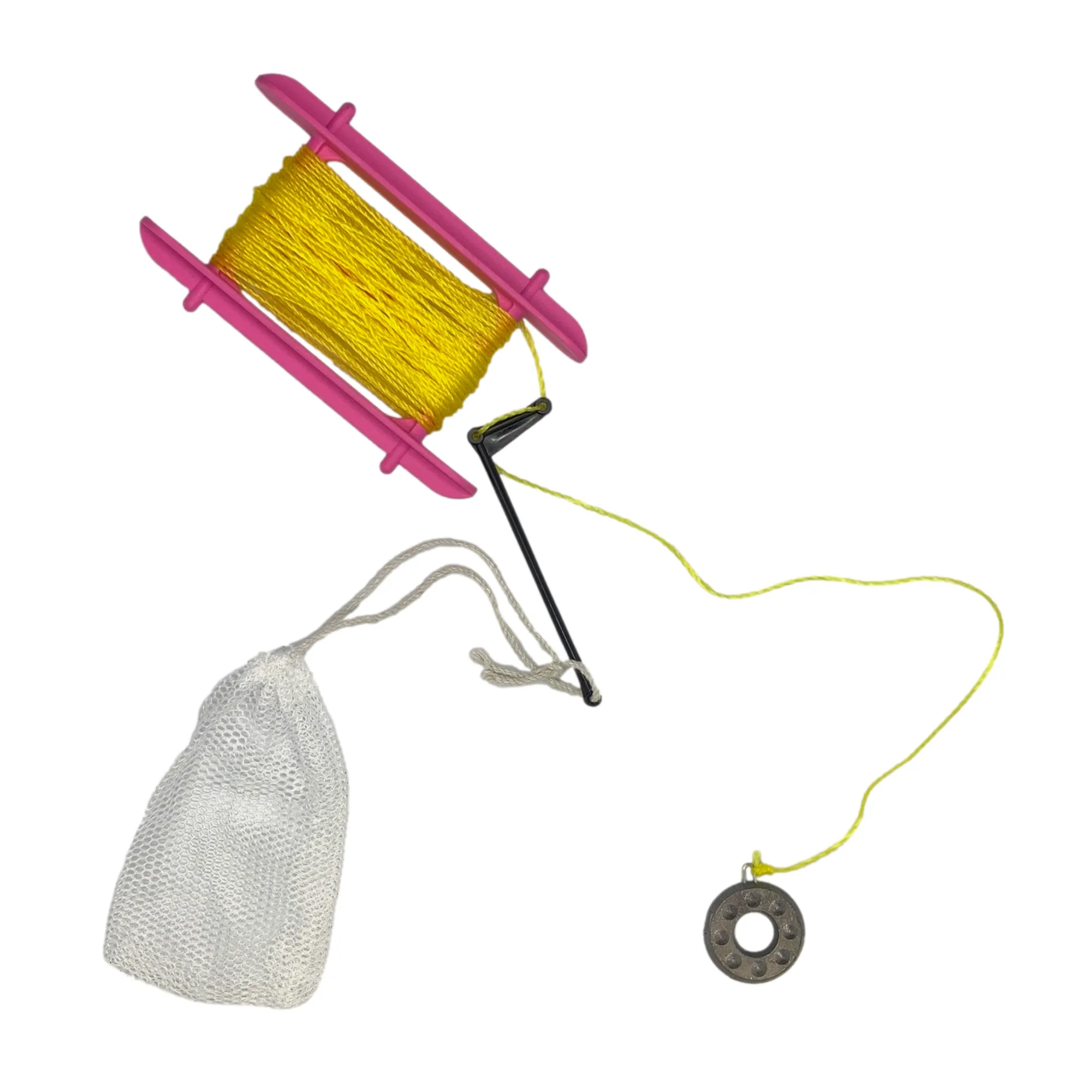 Pink Crab Line With Bag, Boom And Weight (Child Safety, No Hook)