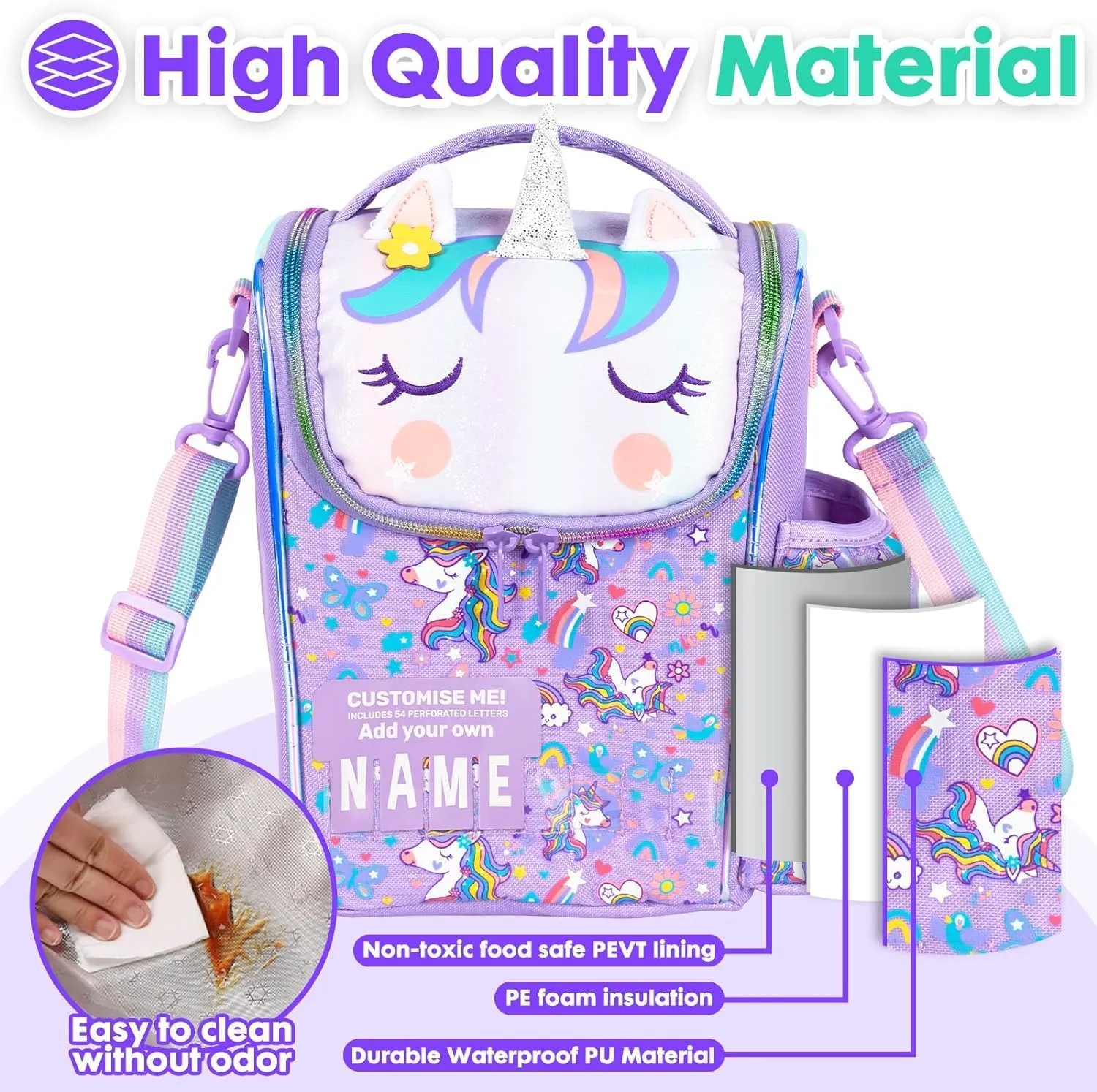 PRODUCTS DOUBLE DECKER COOLER INSULATED LUNCH BAG FOR BOYS & GIRLS&MEN&WOMEN WITH ADJUSTABLE STRAP VERTICLE LUNCH BAG FOR SCHOOL