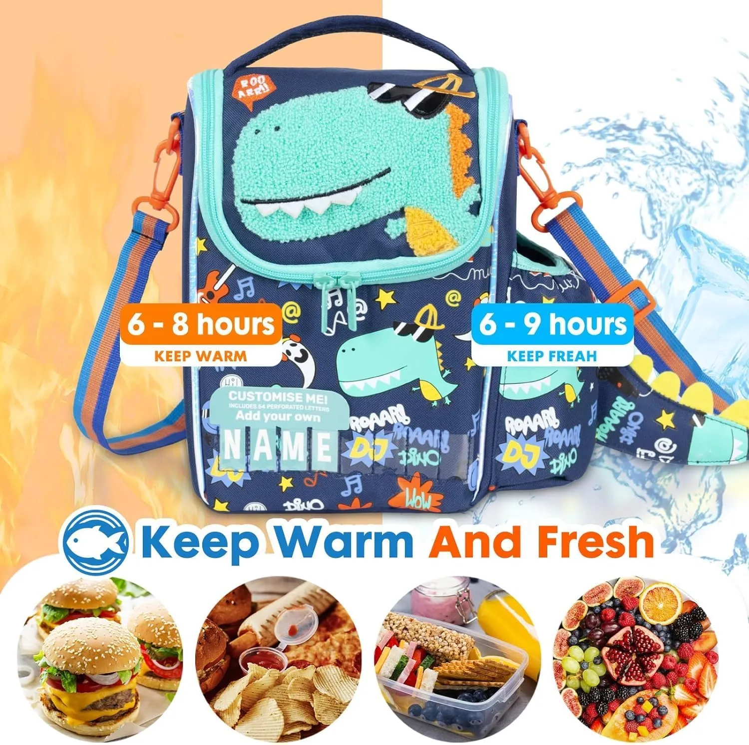 PRODUCTS DOUBLE DECKER COOLER INSULATED LUNCH BAG FOR BOYS & GIRLS&MEN&WOMEN WITH ADJUSTABLE STRAP VERTICLE LUNCH BAG FOR SCHOOL