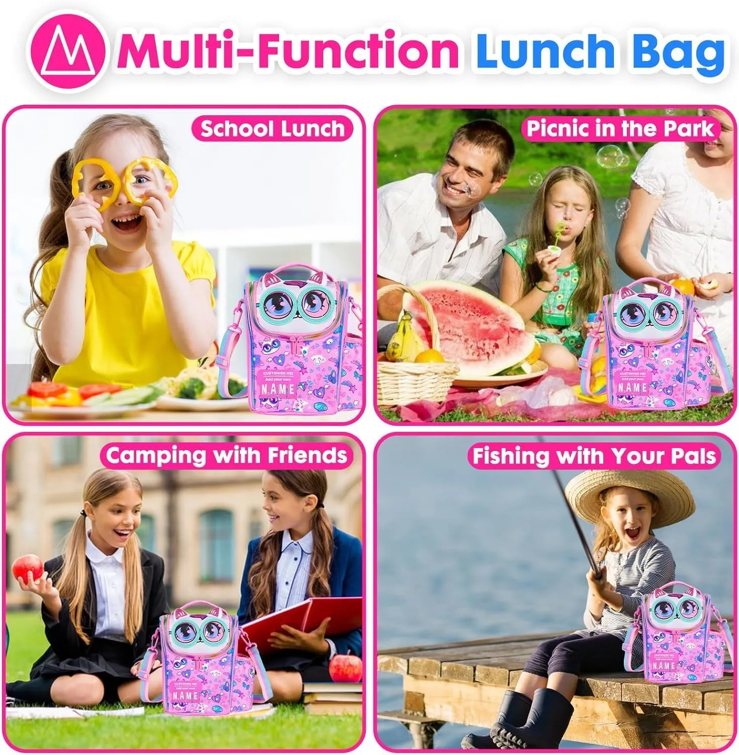 PRODUCTS DOUBLE DECKER COOLER INSULATED LUNCH BAG FOR BOYS & GIRLS&MEN&WOMEN WITH ADJUSTABLE STRAP VERTICLE LUNCH BAG FOR SCHOOL