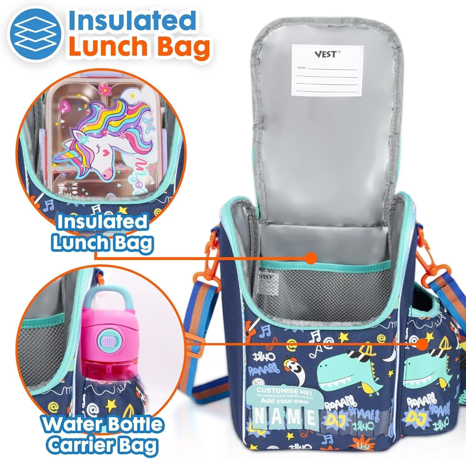 PRODUCTS DOUBLE DECKER COOLER INSULATED LUNCH BAG FOR BOYS & GIRLS&MEN&WOMEN WITH ADJUSTABLE STRAP VERTICLE LUNCH BAG FOR SCHOOL