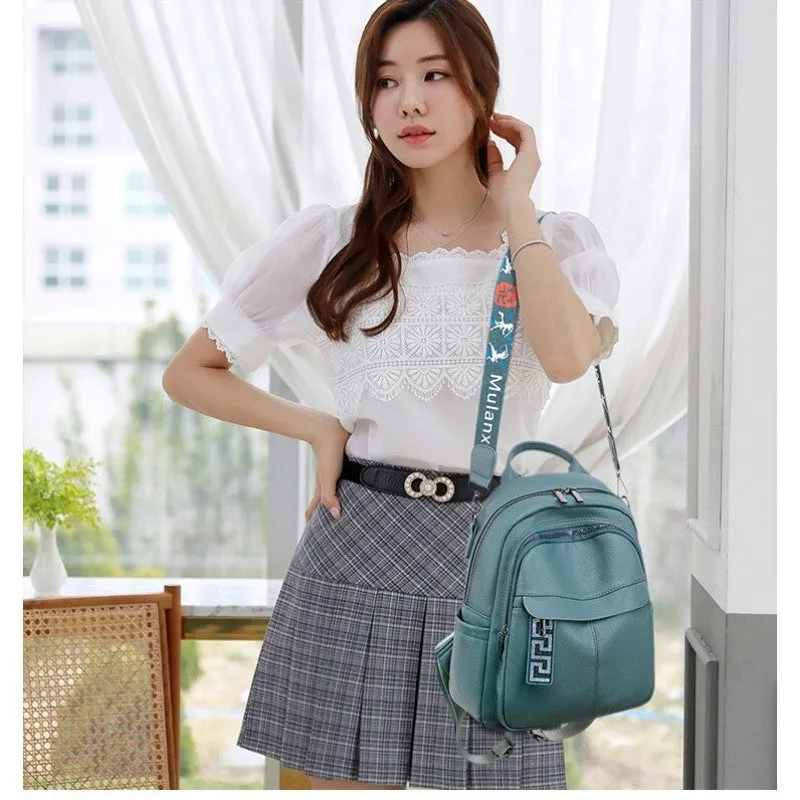 PU Leather High Quality School Women Backpack