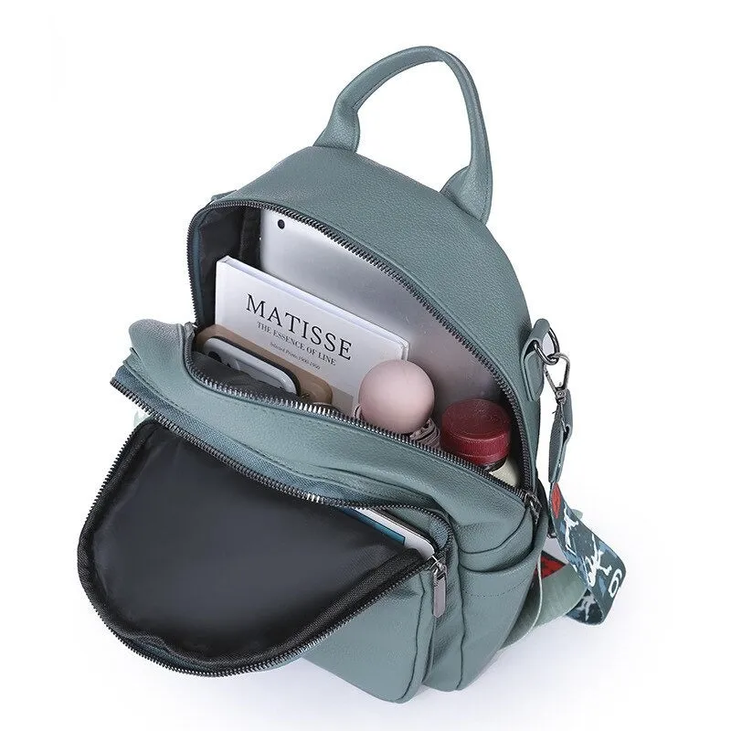 PU Leather High Quality School Women Backpack