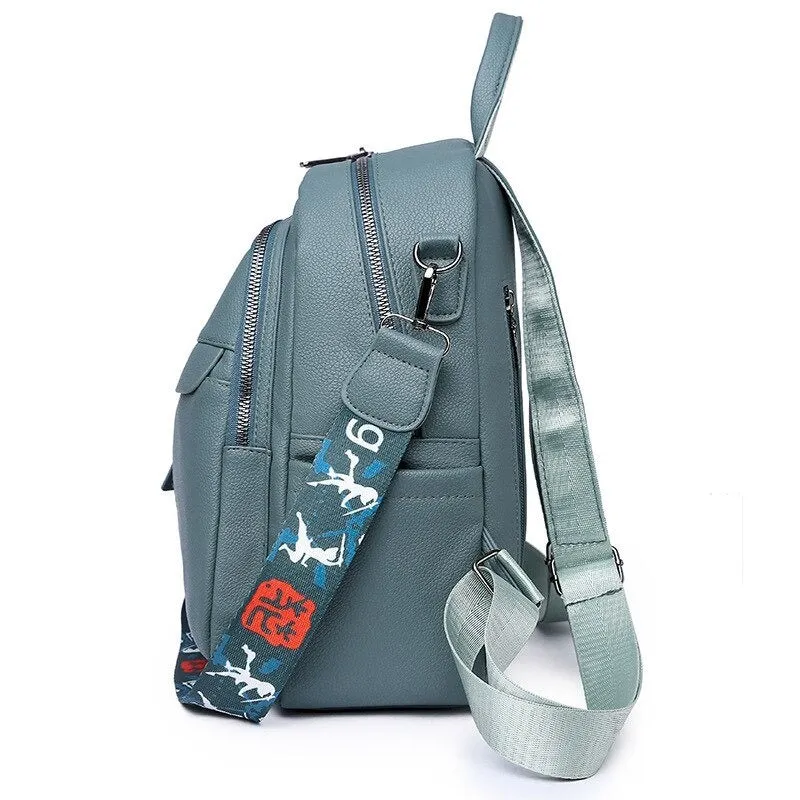 PU Leather High Quality School Women Backpack