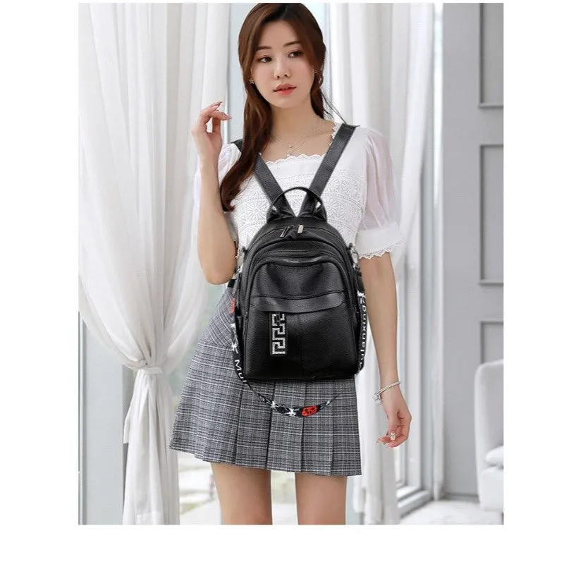 PU Leather High Quality School Women Backpack