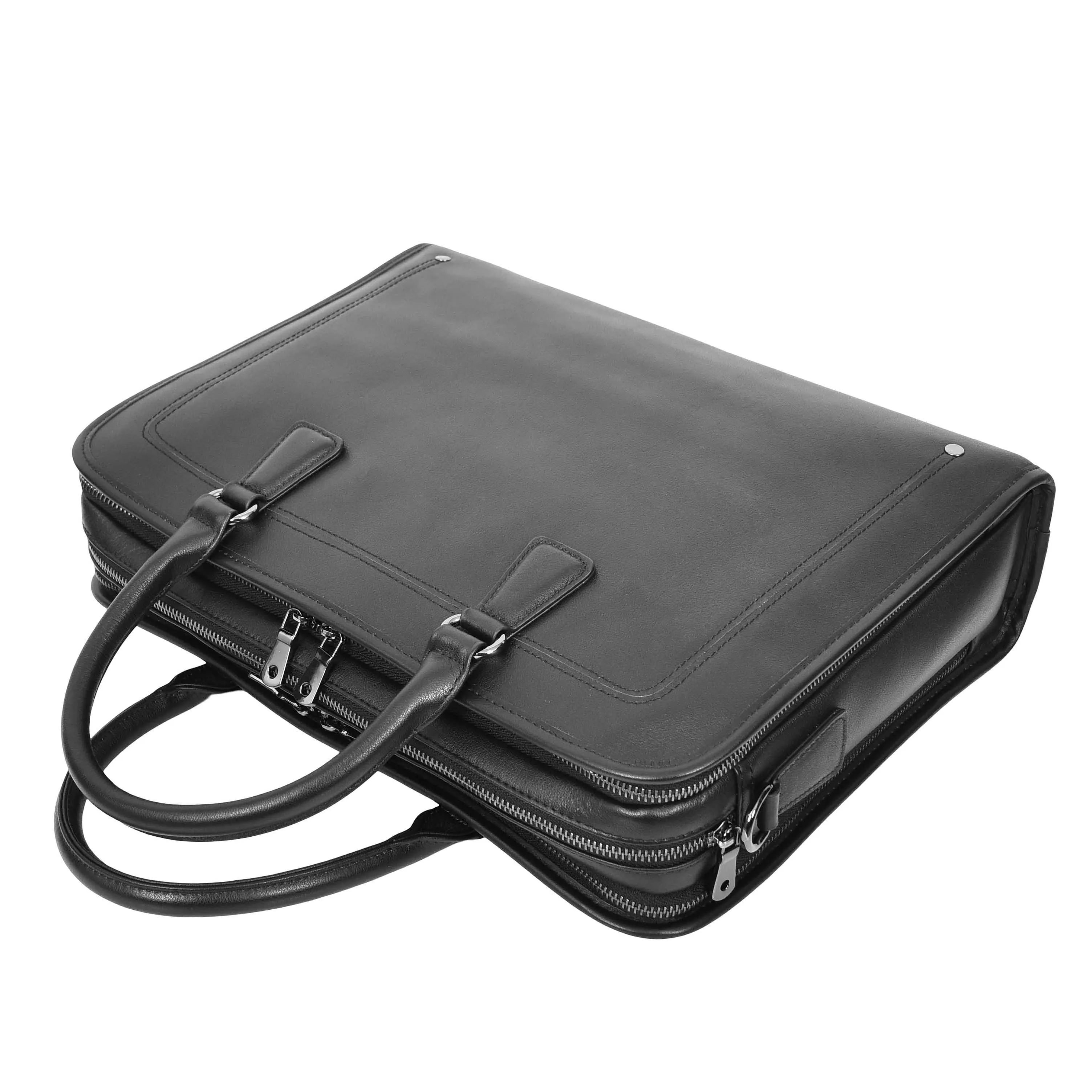 Real Leather Briefcase Multi Pockets Laptop Case Business Office Bag AG5A Black