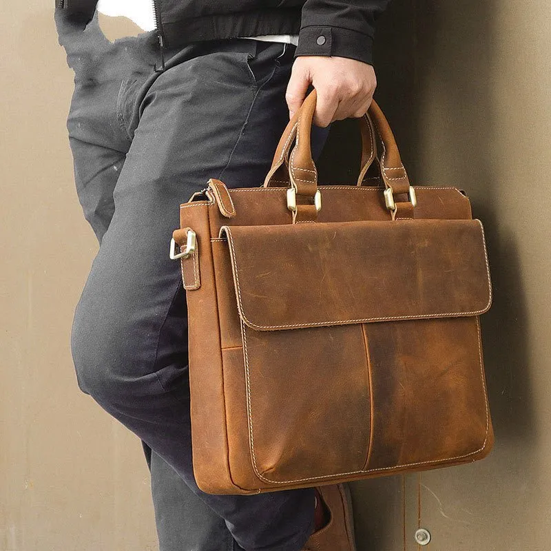 Retro Leather Crossbody Messenger Briefcase Shoulder Bag For Men