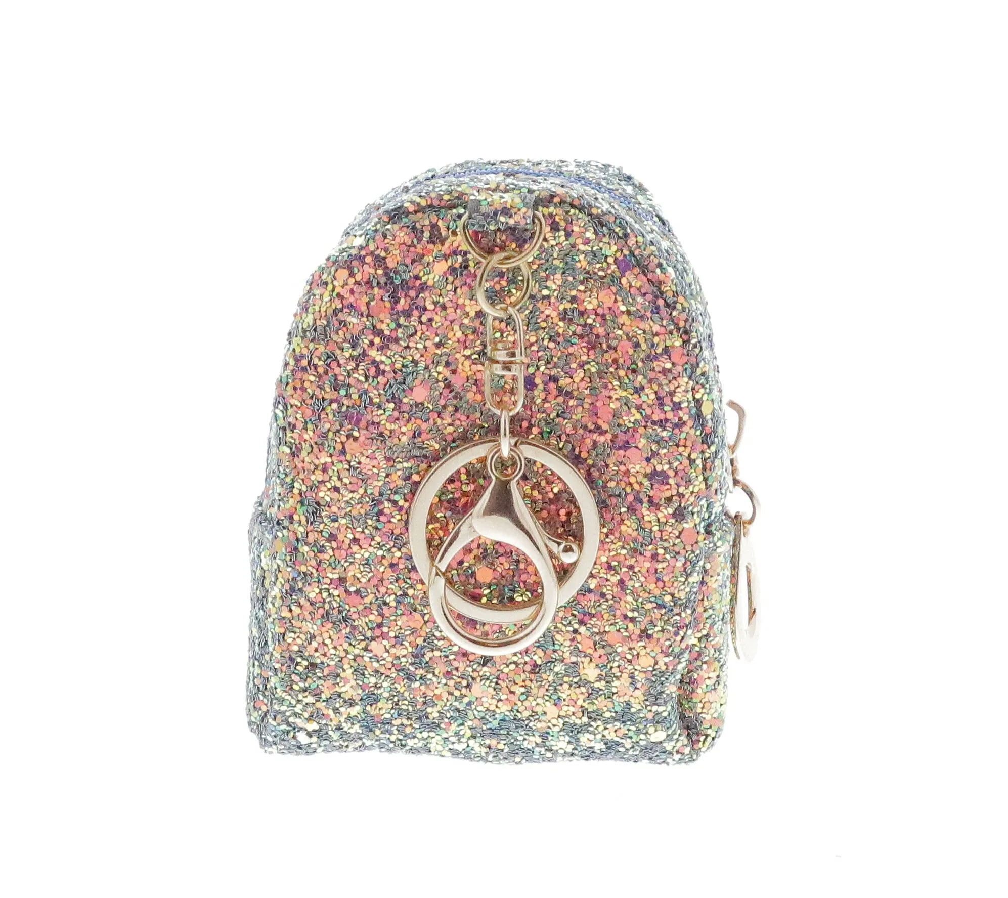 Sequin Palm Tree Coin Bag Key Chain