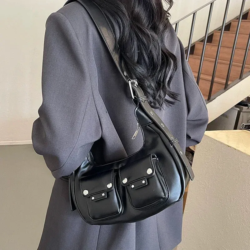 TAVIMART  -  Korean Niche Women 2024 New Motorcycle Underarm Bag Versatile Large Capacity One Shoulder Crossbody Bags