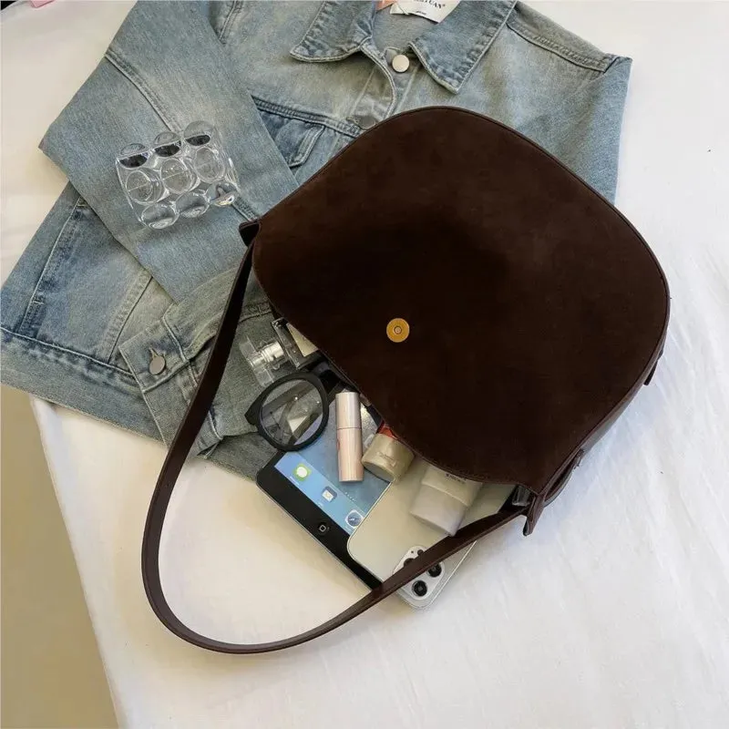 TAVIMART  -  Retro Frosted Small Pu Leather Shoulder Bags Women New Y2K Korean Fashion Trend Crossbody Bag Lady Simple Solid Handbags