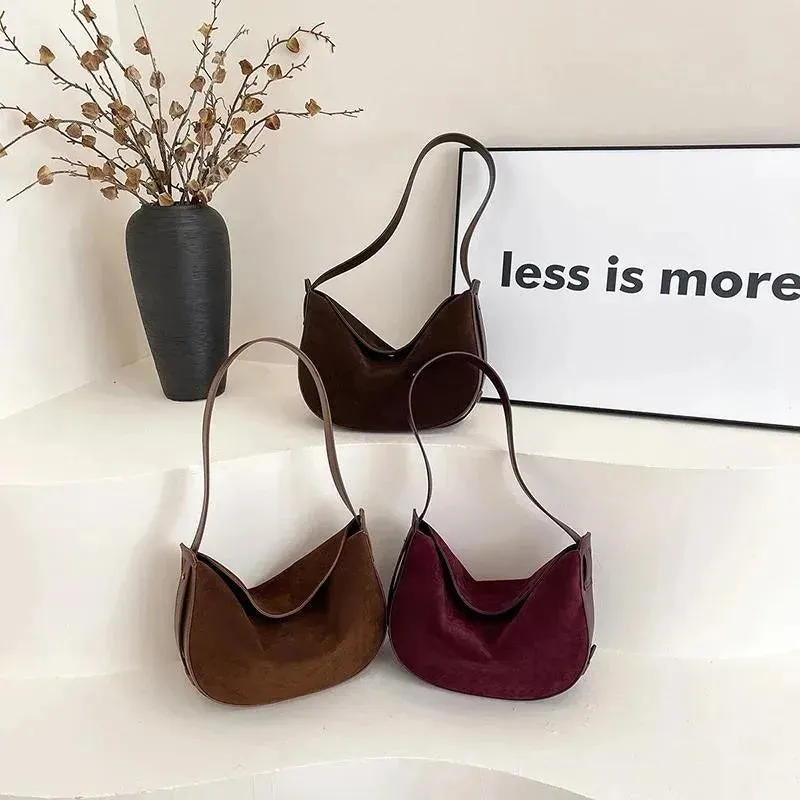 TAVIMART  -  Retro Frosted Small Pu Leather Shoulder Bags Women New Y2K Korean Fashion Trend Crossbody Bag Lady Simple Solid Handbags
