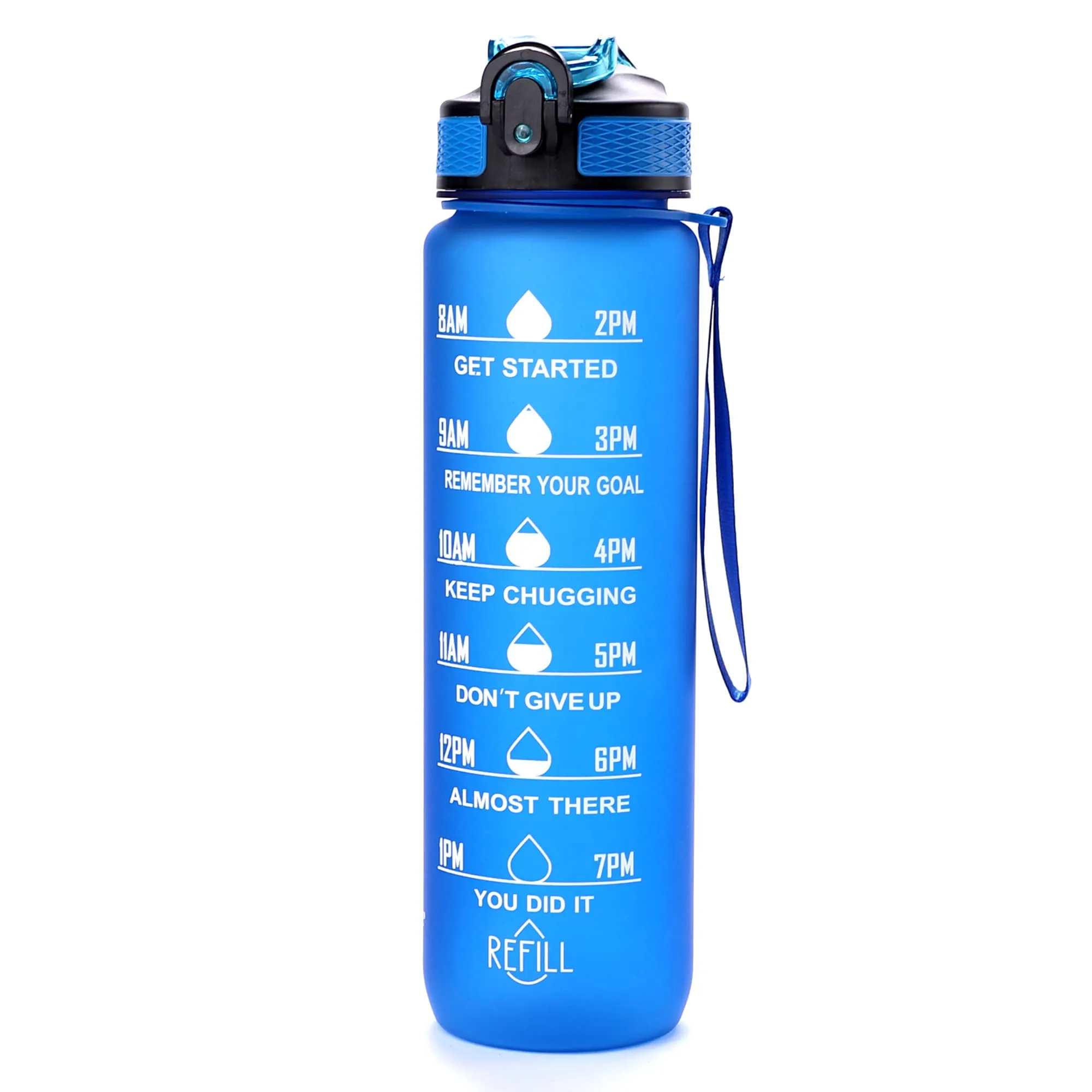 The Better Home Sipper Water Bottle For Adults 1 Liter | Motivational Gym Water Bottle 1  Litre with Measurements | Sports Water Bottle | Unbreakable Sipper Bottle (Blue, Set of 1), Plastic