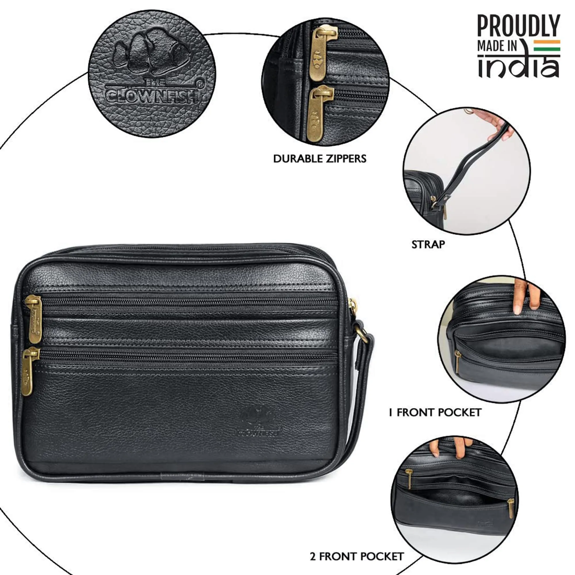 THE CLOWNFISH Men Combo Of Travel Accessories Pouch Cash Money Pouch Coin Purse (Black) & Crocodile Faux Leather 34 Ltr Travel Duffle Bag (Dark Brown)