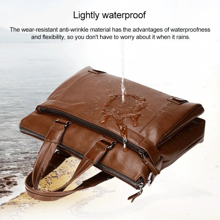 WEIXIER 15036-4 Multifunctional Men Business Handbag Computer Briefcase Single Shoulder Bag (Dark Brown)