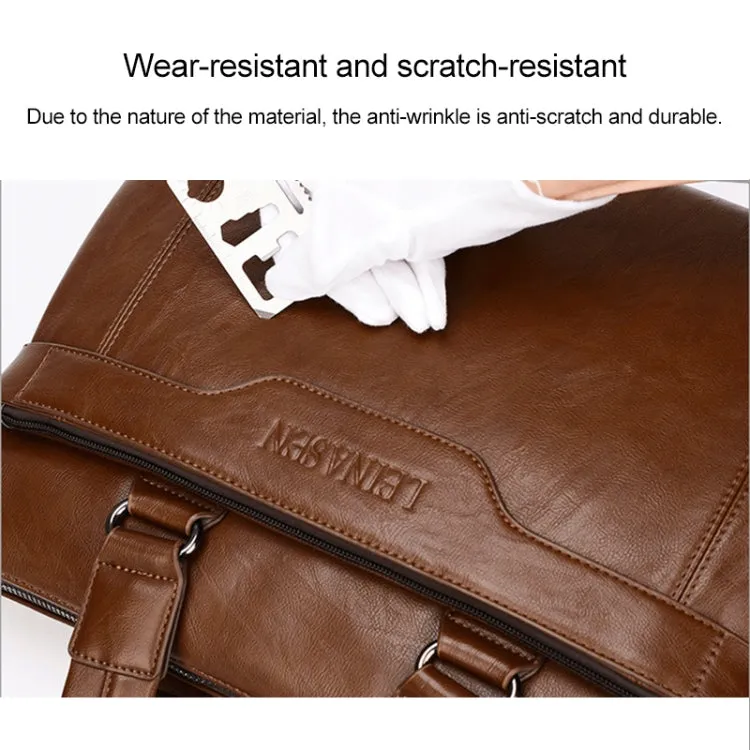 WEIXIER 15036-4 Multifunctional Men Business Handbag Computer Briefcase Single Shoulder Bag (Dark Brown)