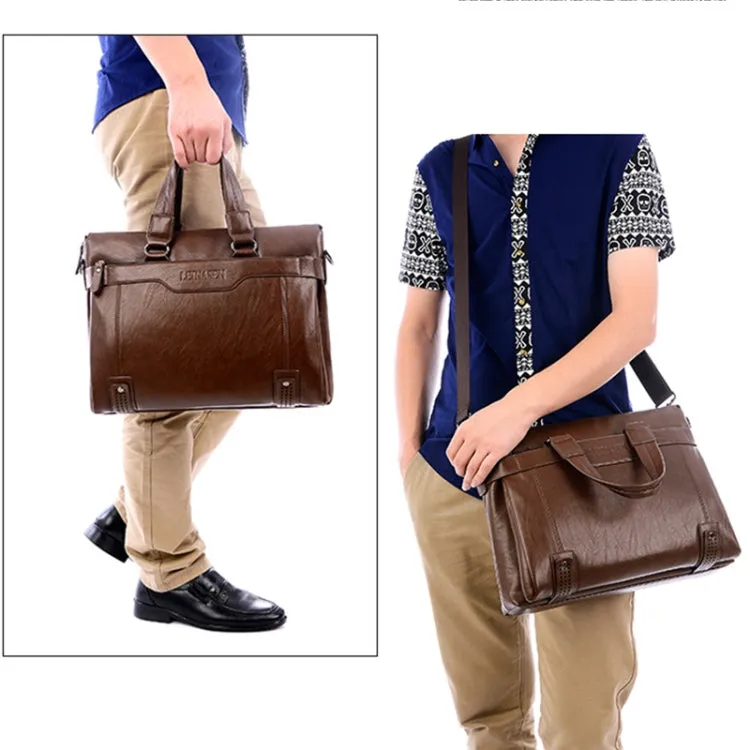 WEIXIER 15036-4 Multifunctional Men Business Handbag Computer Briefcase Single Shoulder Bag (Dark Brown)