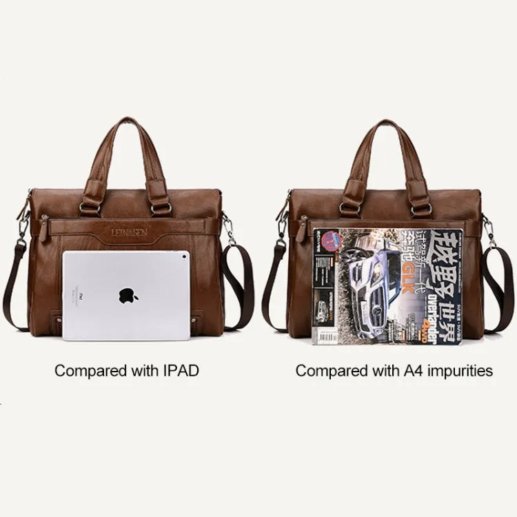 WEIXIER 15036-4 Multifunctional Men Business Handbag Computer Briefcase Single Shoulder Bag (Dark Brown)