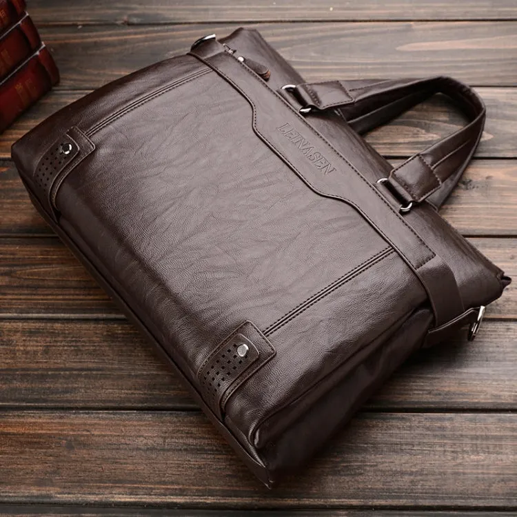 WEIXIER 15036-4 Multifunctional Men Business Handbag Computer Briefcase Single Shoulder Bag (Dark Brown)