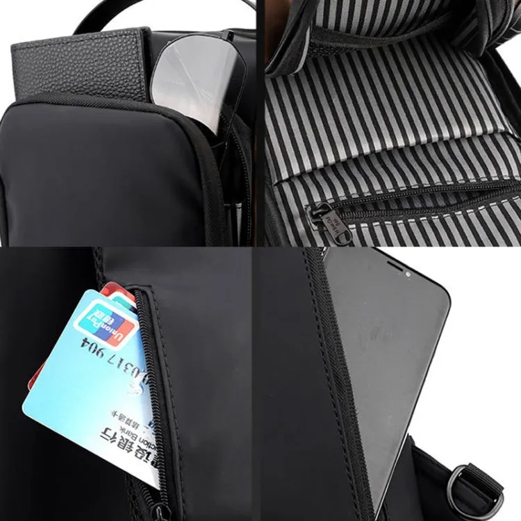 WEPOWER Men Chest Bag Anti-Theft Password Lock Locomotive Bag Messenger Bag(Black Brown)
