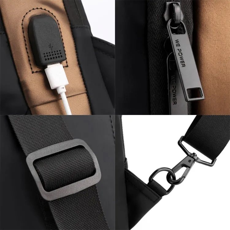 WEPOWER Men Chest Bag Anti-Theft Password Lock Locomotive Bag Messenger Bag(Black Brown)