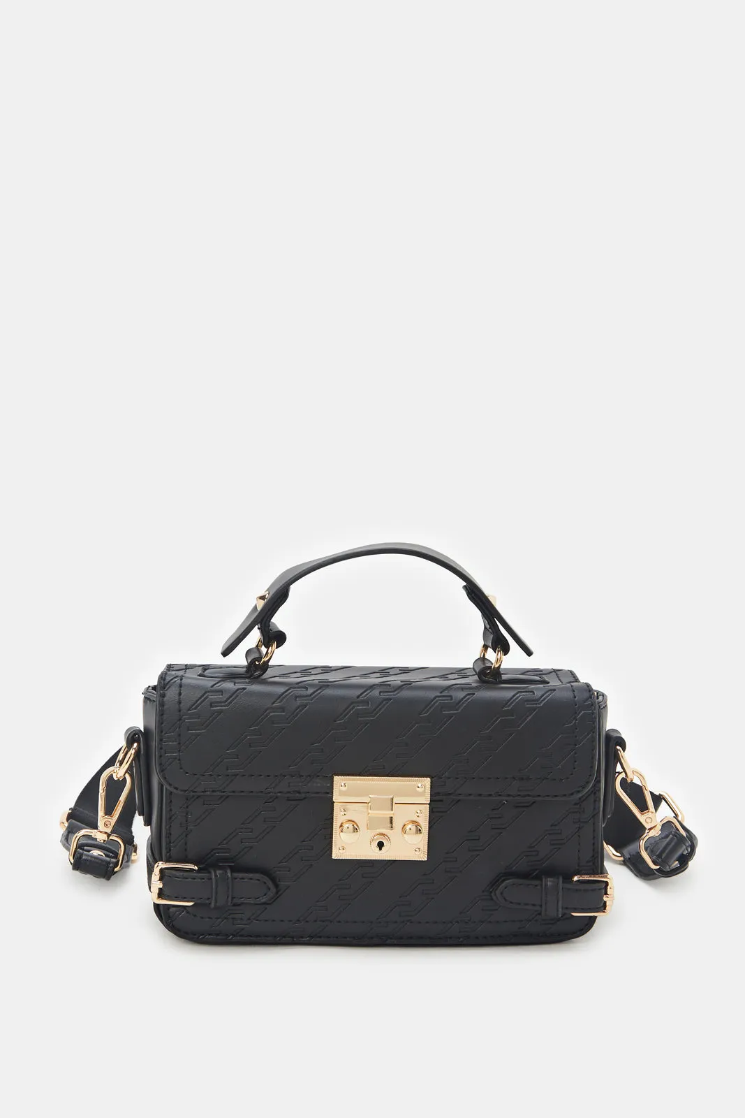 Women Black Embossed Cross Body Bag