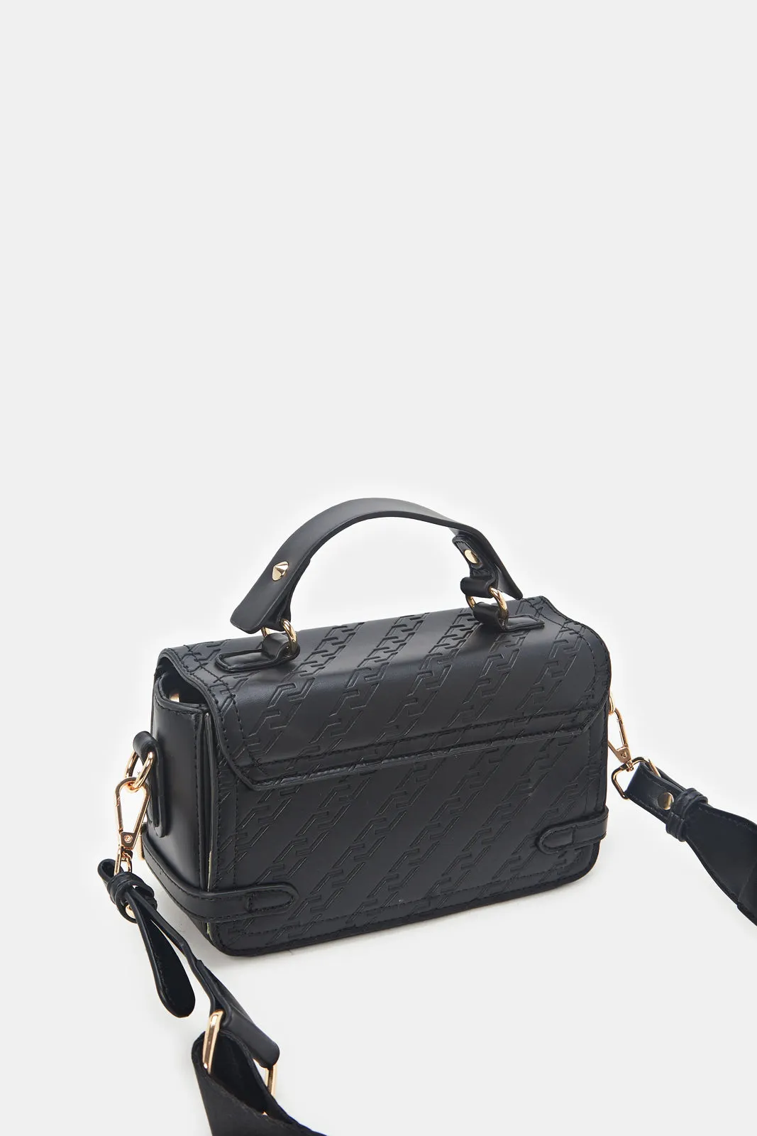 Women Black Embossed Cross Body Bag