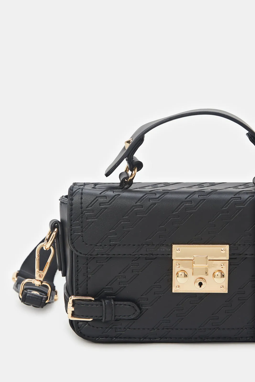 Women Black Embossed Cross Body Bag