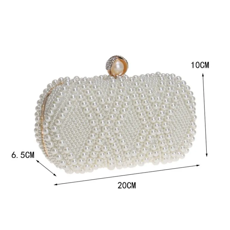 Women Fashion Banquet Party Pearl Handbag Single Shoulder Crossbody Bag (White)