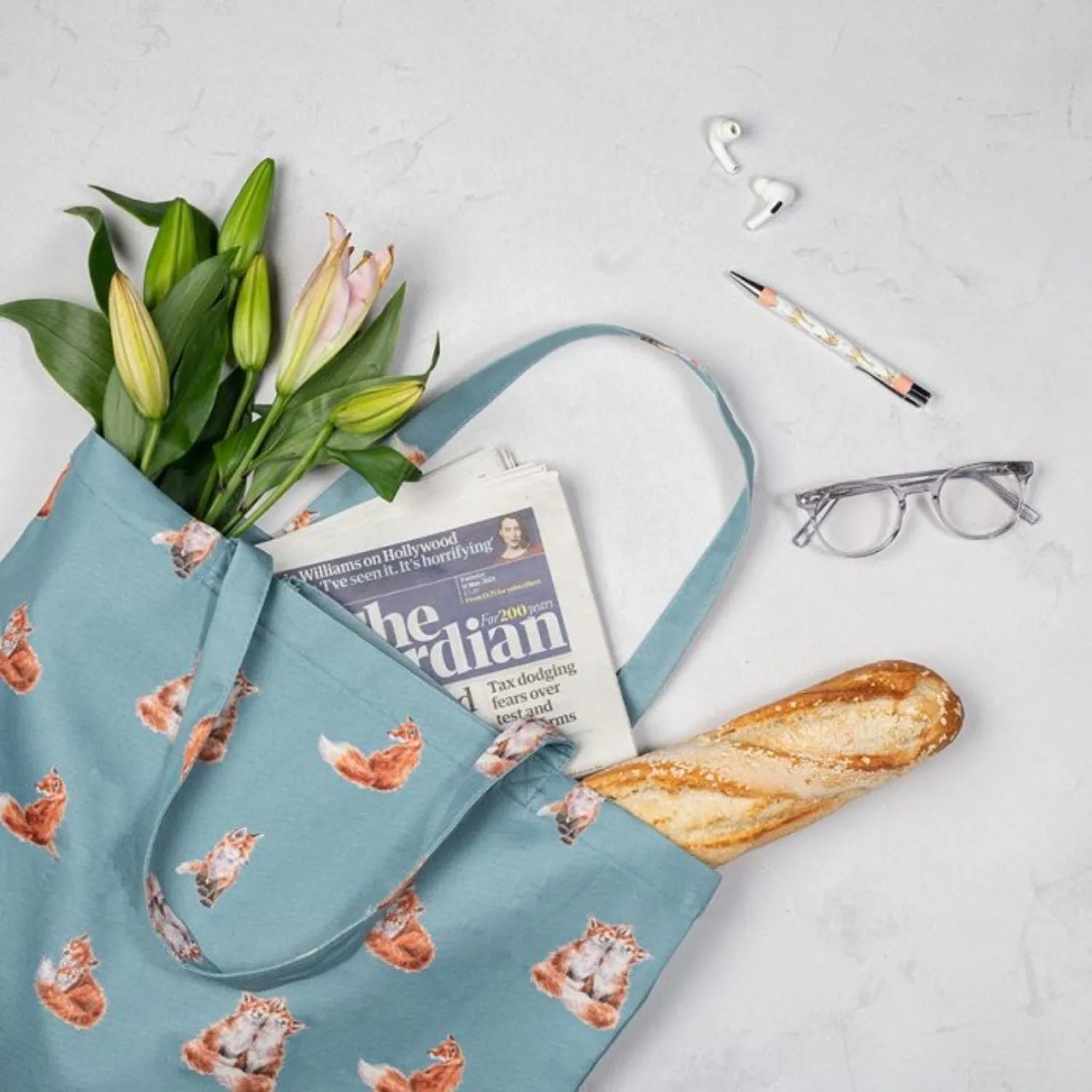 Wrendale 44cm Bright Eyed & Bushy Tailed Fox Foldable Shopping Bag
