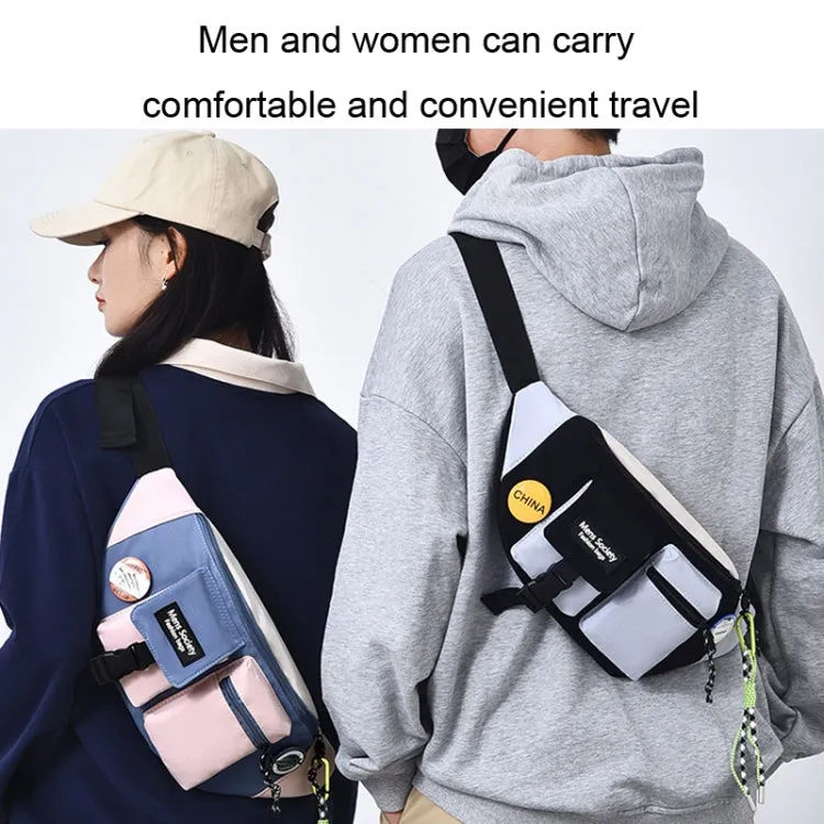 Y9574 Canvas Crossbody Single Shoulder Backpack Light Sports Chest Bag Black